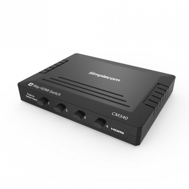 Simplecom CM340 Mechanical 4 Way HDMI Switch Box 4 Port 4K UHD HDCP Simplecom CM340 Mechanical 4 Way HDMI Switch Box 4 Port 4K UHD HDCP